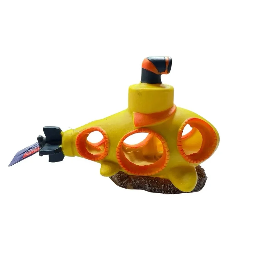 Yellow Submarine Glow In The Dark Aquarium Decoration Fish Tank Decor New W Tags